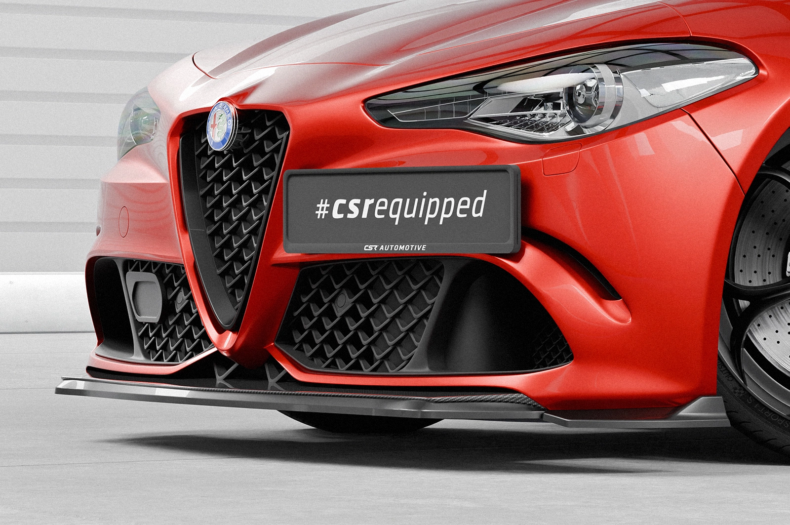Voorspoiler Alfa Romeo Giulia Quadrifoglio glans zwart