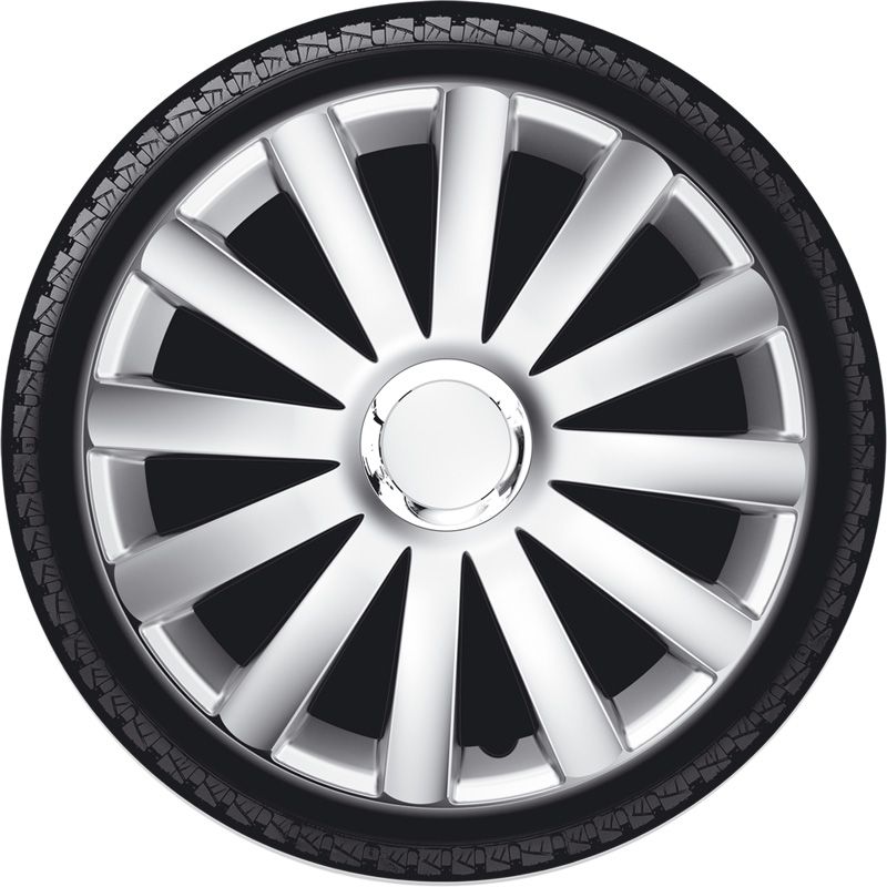 4-Delige Wieldoppenset Spyder 15-inch zilver + chroom ring