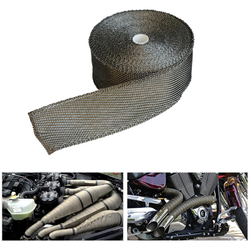 Simoni Racing Warmte-isolerende Uitlaat Wrap Kit 1 - 15m x 5cm + 6 klemmen < 1000°C - Titaniumvezel