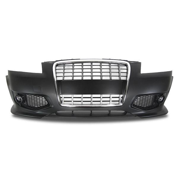 Voorbumper Audi A3 8P met sportgrill chroom/zwart 05-08 ABS