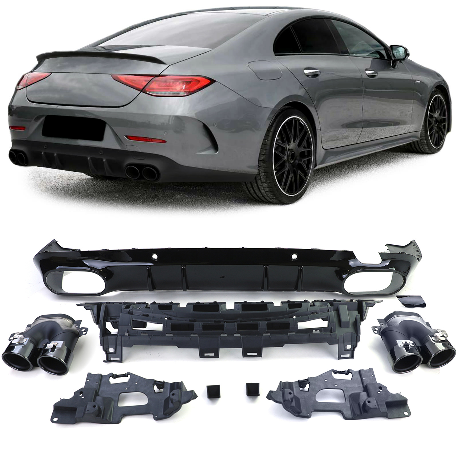 Diffuser Mercedes CLS C257 17- AMG Look Zwart