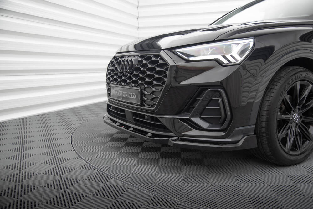 Voorspoiler V.2 Audi Q3 Sportback F3 Maxton Glans Zwart