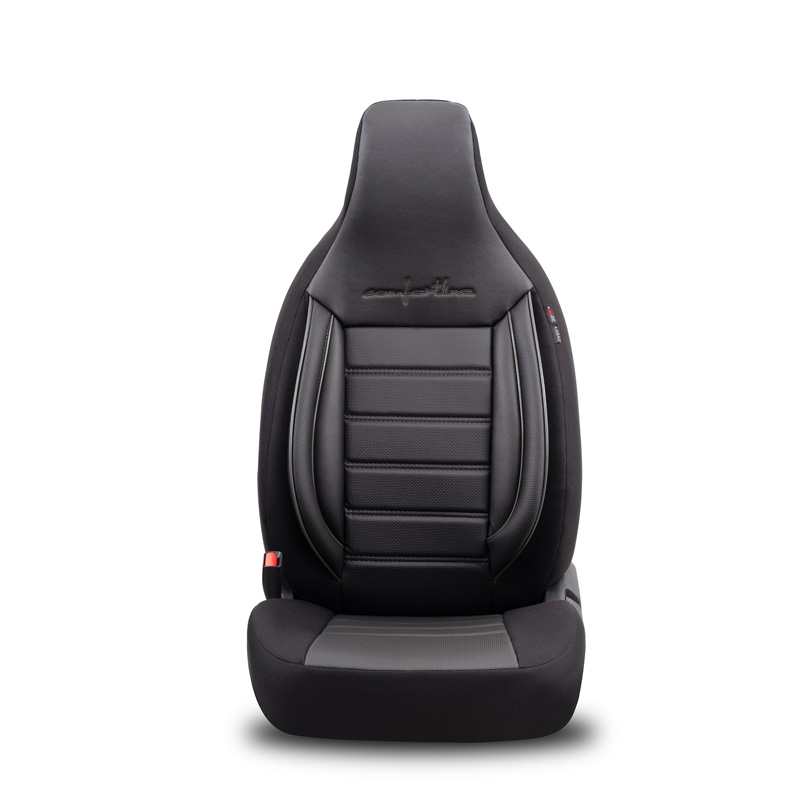 Universele Leder/Stoffen 'CityBug' Stoelhoezenset 'Comfortline' Zwart/Grijs - 9-delig - geschikt voor Side-Airbags