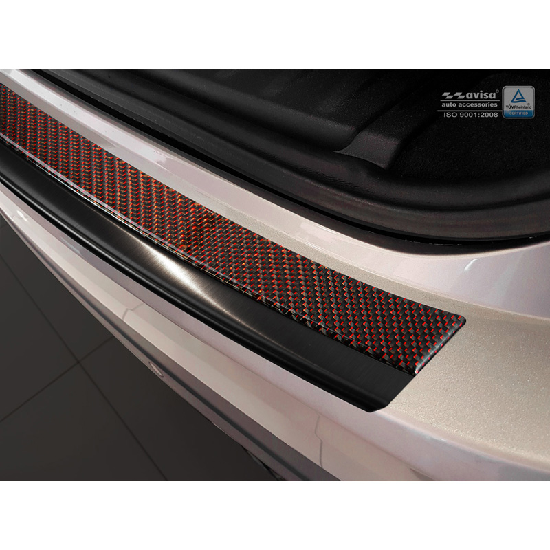 RVS Achterbumperprotector Deluxe Jaguar F-Pace 2016- Zwart/Rood