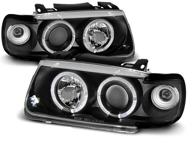 Faros VW Polo 6N Angel Eyes negro