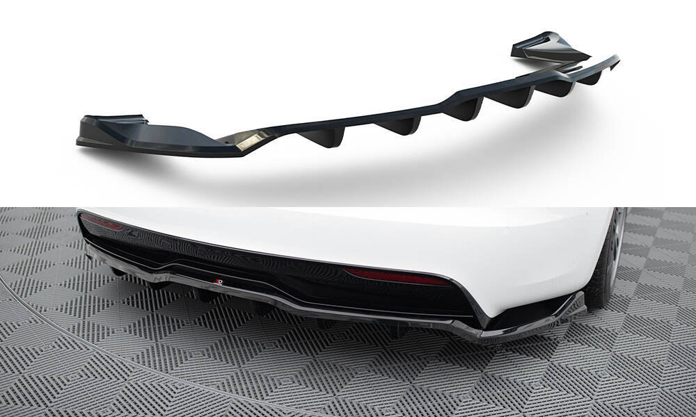 Achterbumper diffusor Tesla Model S Plaid Gloss-Black V1