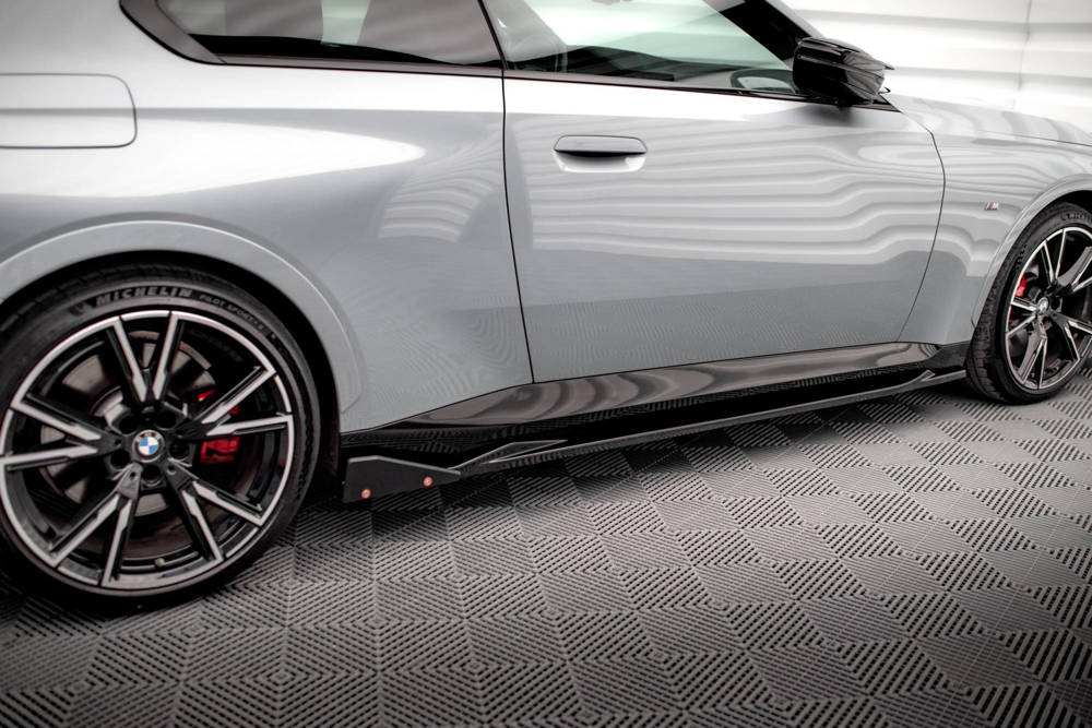 Zijskirts V.2 met Canards BMW 2 Serie G42 Coupe M Pakket & M240i Maxton Glans Zwart
