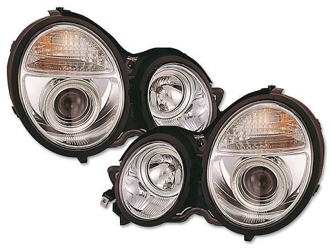 Faros Mercedes E-Class W210 95-98 Angel Eyes cromo