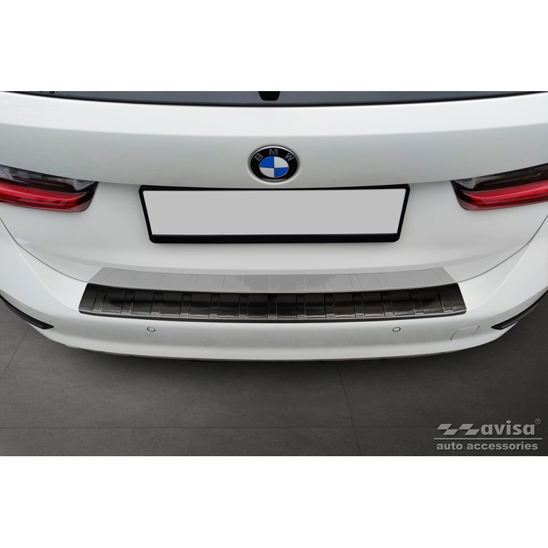 Zwart RVS Achterbumperprotector  BMW 3-Serie G21 Touring 2019-2022 'Ribs'
