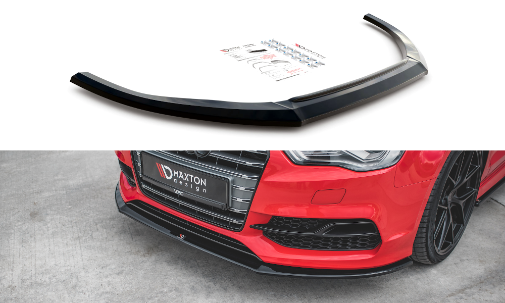 Voorspoiler Audi A3 8V S-line Sedan/Cabrio Zwart Glans