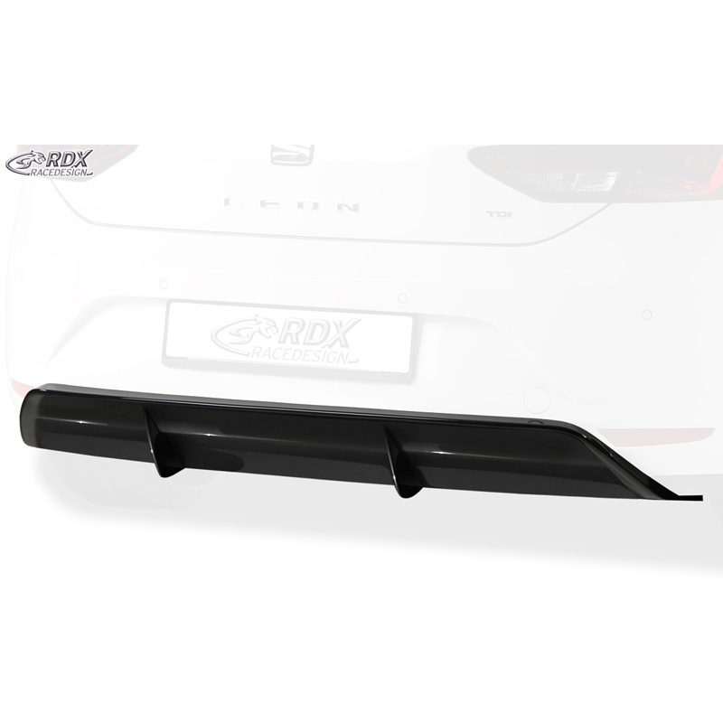 Achterskirt 'Diffusor'  Seat Leon 5F SC/5-deurs 2013-2017 excl. ST/FR/Cupra (ABS zwart glanzend)