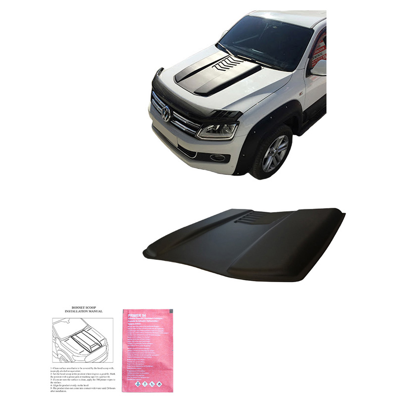 Motorkapluchtinlaat (Scoop)  Volkswagen Amarok MK1 2010-2022 & Nissan Navara D40 2005-2010 - Matzwart