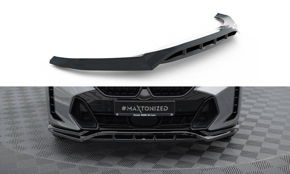 Voorspoiler V.1 BMW X6 M-pakket G06 FL Maxton Glans Zwart