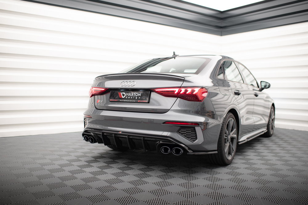 Diffuser Audi S3 Sedan 8Y Maxton Glans Zwart met sierstukken Chroom