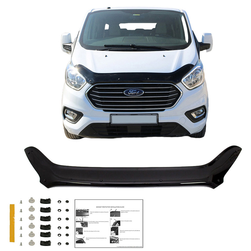 Motorkapbeschermer (steenslagcover)  Ford Transit Custom MK1 Facelift 2018-2023 - Glanzend zwart