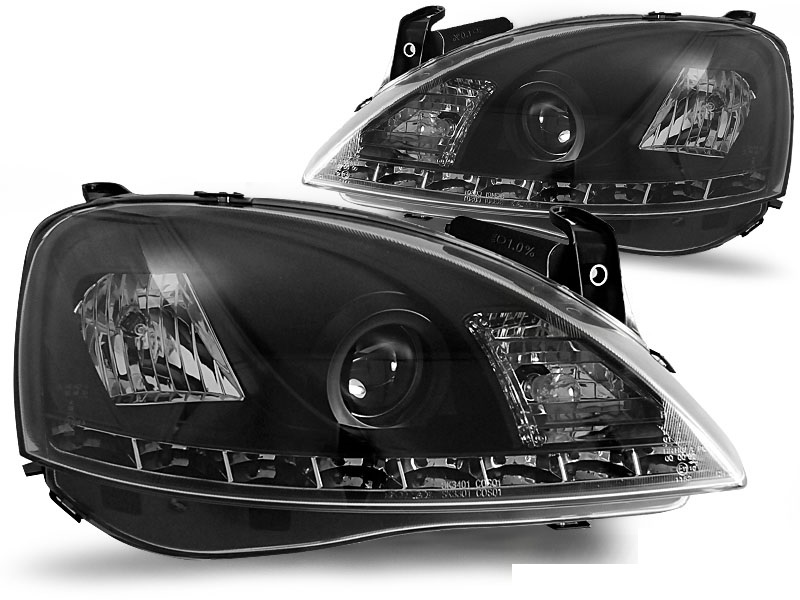 Faros Opel Corsa C Dayline Los ojos del Diablo negro