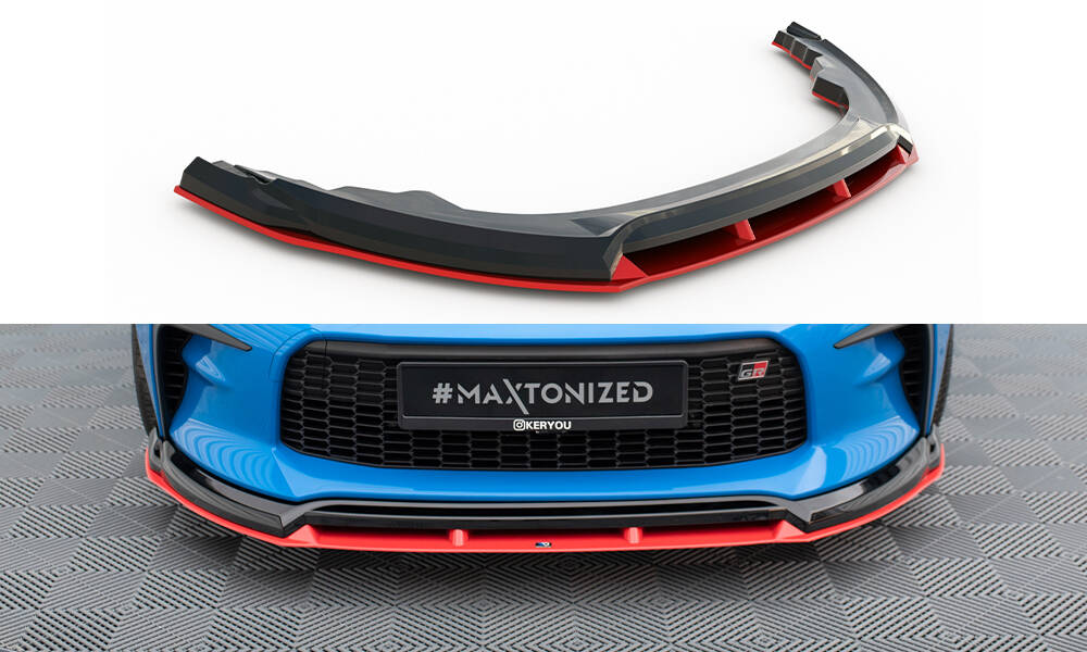 Voorspoiler V.2 Toyota GR86 Maxton Glans Zwart / Rood