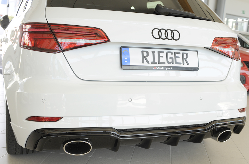 Achter Skirt Audi A3 8V 16-20 S-line Rieger Zwart Glans