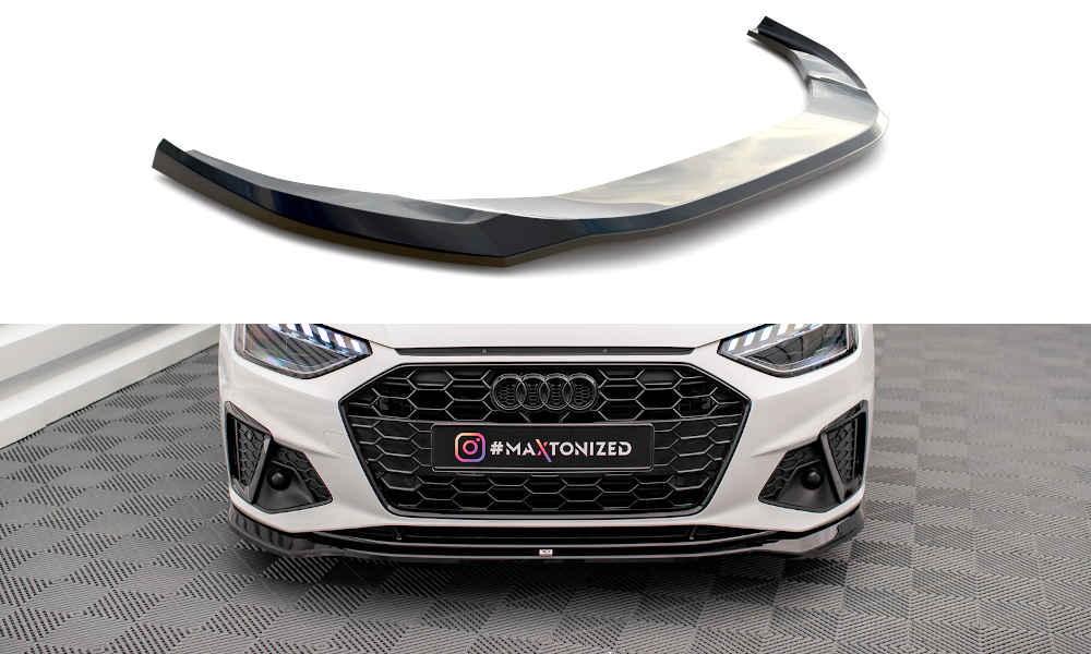 Voorspoiler V.2 Audi A4 S-Line & S4 B9 FL Maxton Glans Zwart
