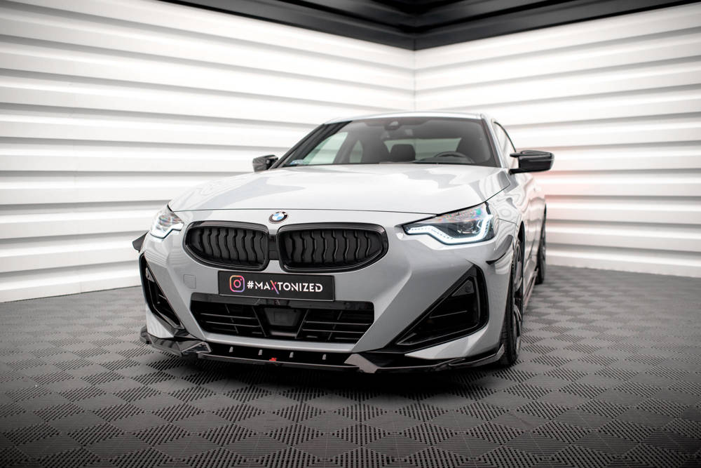 Voorspoiler V.2 BMW 2 Serie G42 Coupe M Pakket & M240i Maxton Glans Zwart