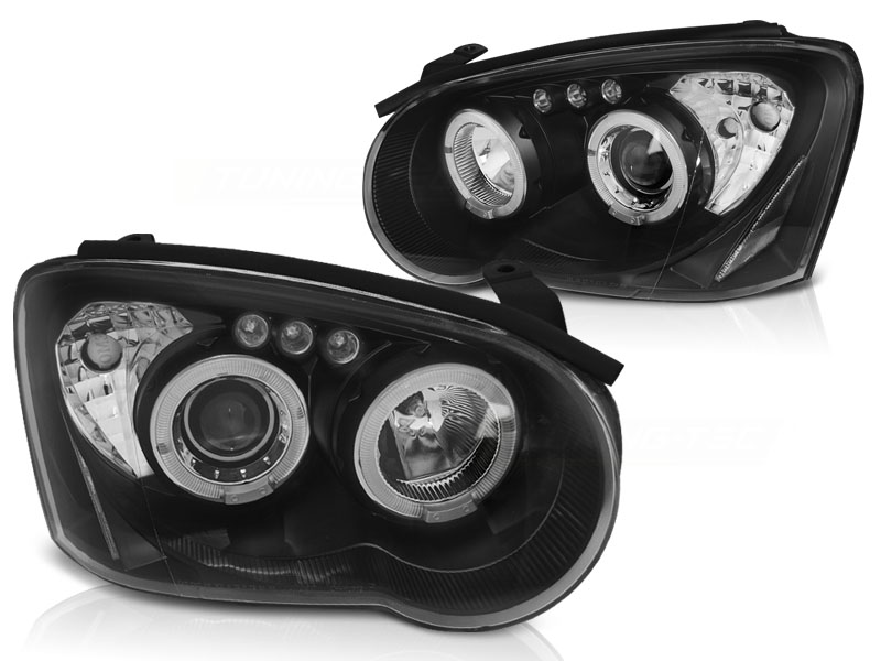 Faros Subaru Impreza 03-05 negro + positionrings