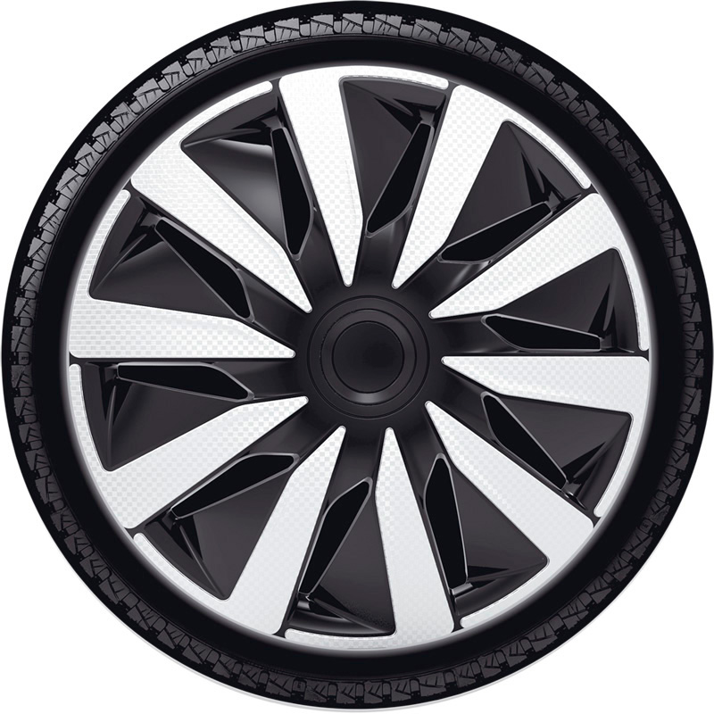 4-Delige J-Tec Wieldoppenset Lazio 16-inch zilver/zwart/carbon-look