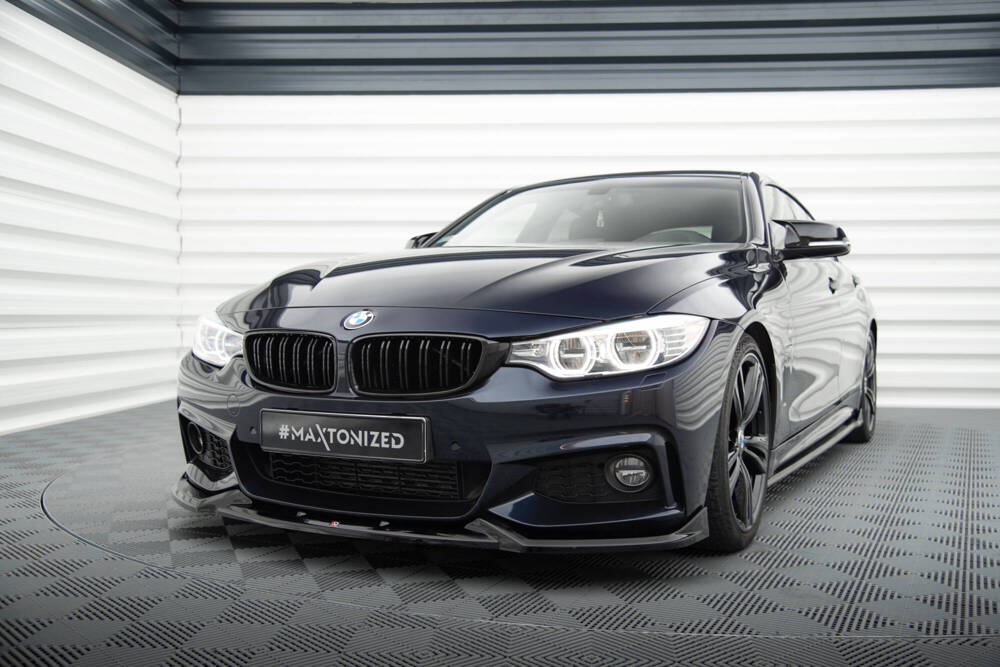 Voorspoiler V.1 BMW 4 Gran Coupe M Pakket F36 Maxton Glans Zwart