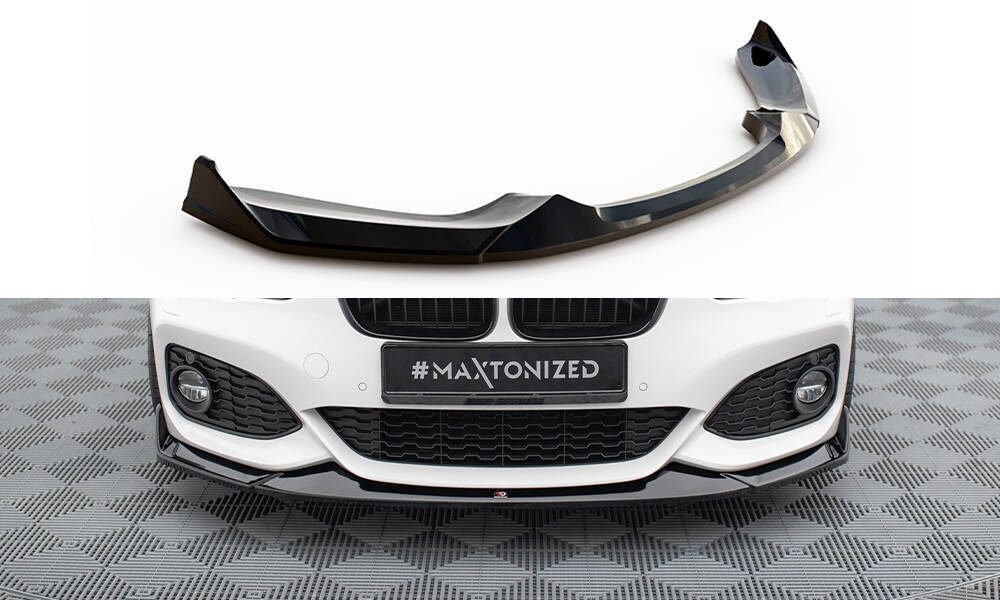 Voorspoiler V.4 BMW 1 Serie M Pakket / M135i / M140i F20 / F21 FL Maxton Glans Zwart