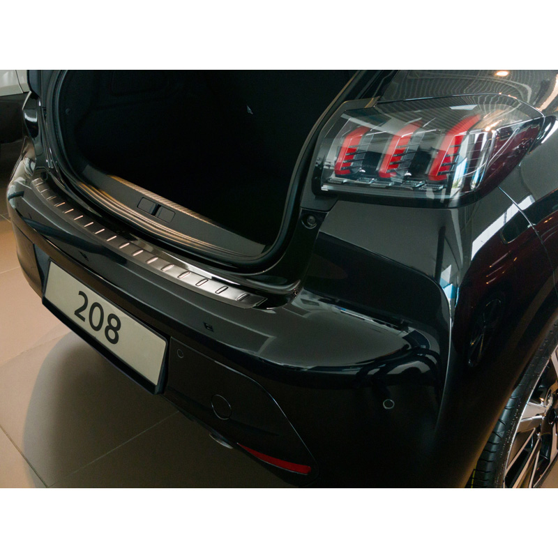 Zwart RVS Achterbumperprotector  Peugeot 208 II HB 5-deurs 2019-2023 & FL 2023- 'Ribs'