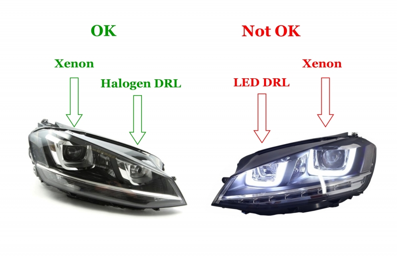 Koplampen VW Golf VII OSRAM FULL LED Black (for Xenon and Halo DRL)