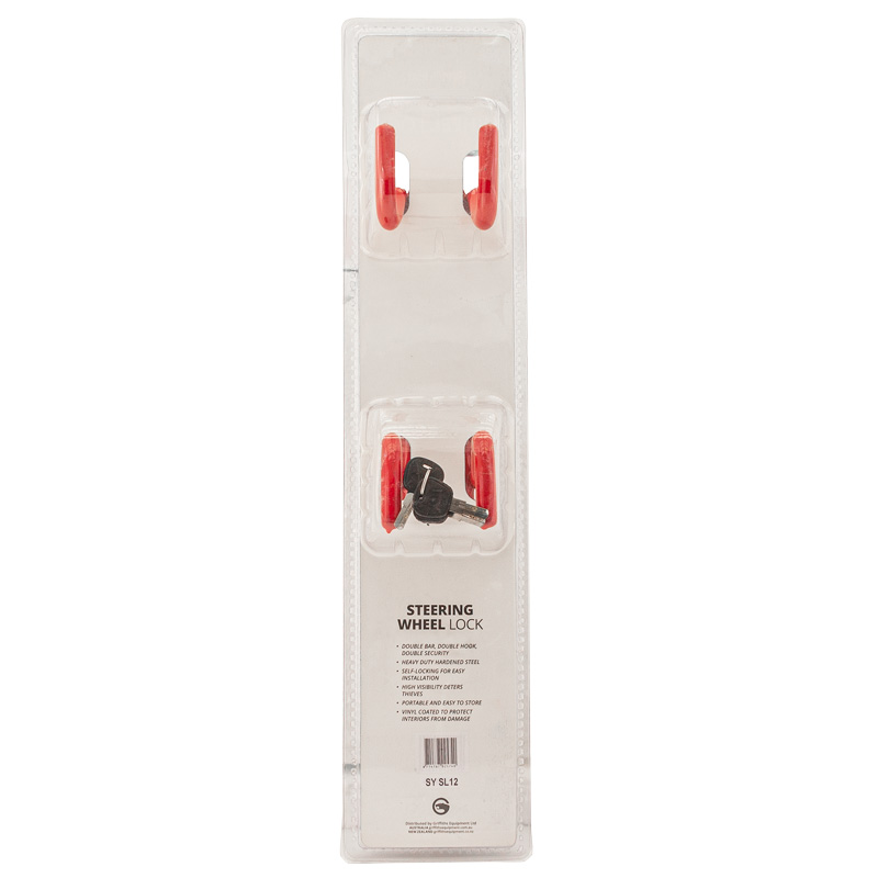 Universeel anti-diefstal stuurwielslot 'Heavy Duty' - Rood