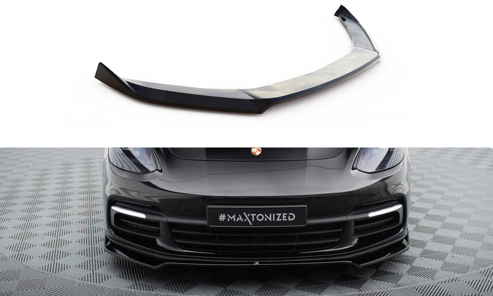Voorspoiler V.4 Porsche Panamera E-Hybrid 971 Maxton Glans Zwart