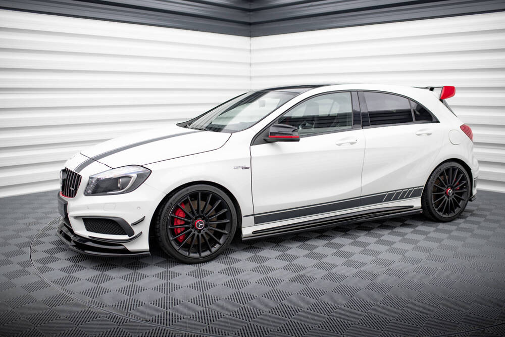 Zijskirts Mercedes A Klasse AMG Pakket / A45 AMG W176 Maxton Glans Zwart
