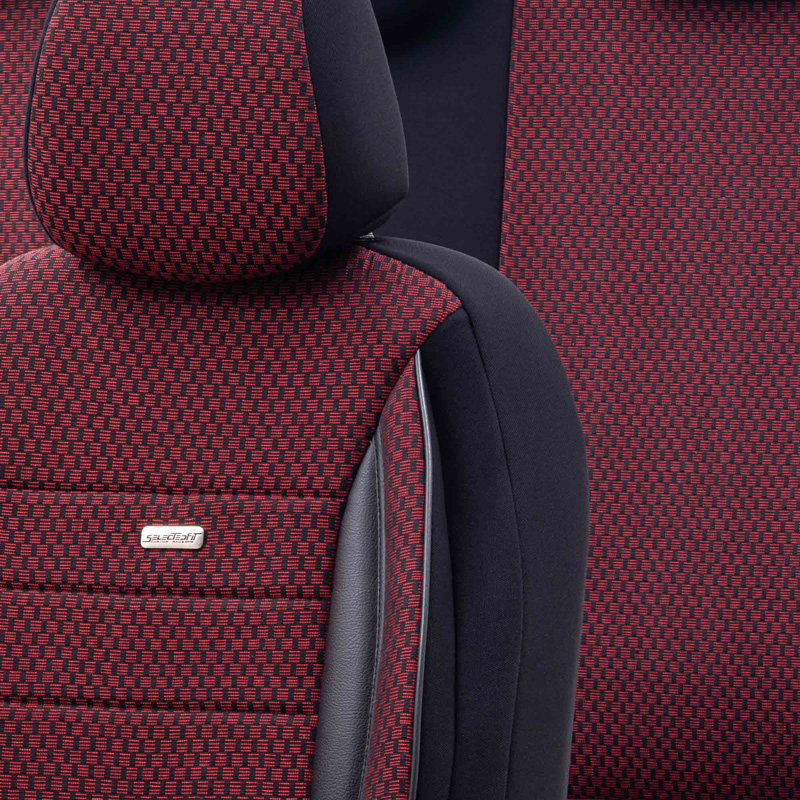 Universele Stoffen Stoelhoezenset 'SelectedFit Sports' Zwart/Rood - 11-delig - geschikt voor Side-Airbags