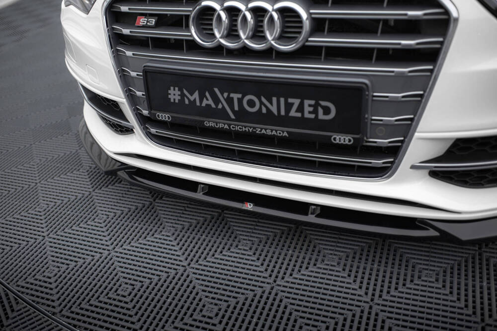 Voorspoiler V.2 Audi S3 / A3 S-Line 8V Sportback / Hatchback Maxton Glans Zwart