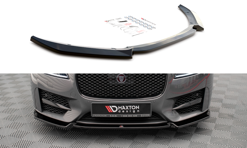 Voorspoiler V.2 Jaguar XF R-Sport Mk2 Maxton Glans Zwart