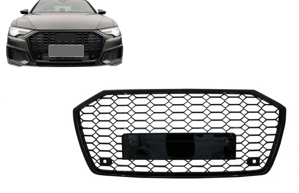 Grill Audi A6 S-Line C8 RS6 Look Glans Zwart