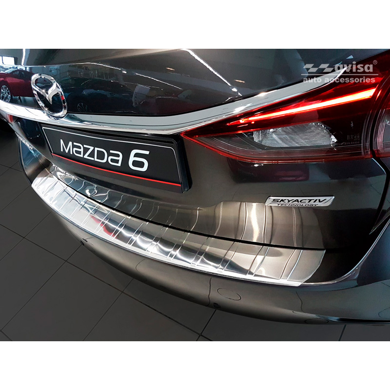 RVS Achterbumperprotector  Mazda 6 III GJ combi 2012- 'Ribs' (Lange versie)