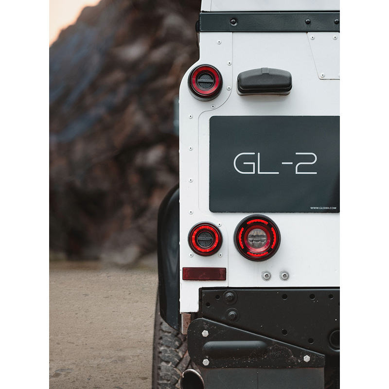 Glohh GL-2 Dynamic LED Achterlichten  Landrover 90/110 1983-1990 & Defender (LD) 1990-2016 - Rood/Rookgrijs (6-delig)