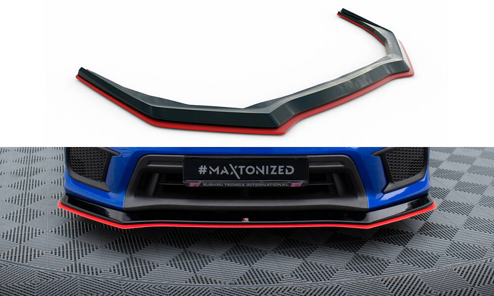 Voorspoiler V.2 Subaru Impreza WRX STI GK Maxton Glans Zwart / Rood