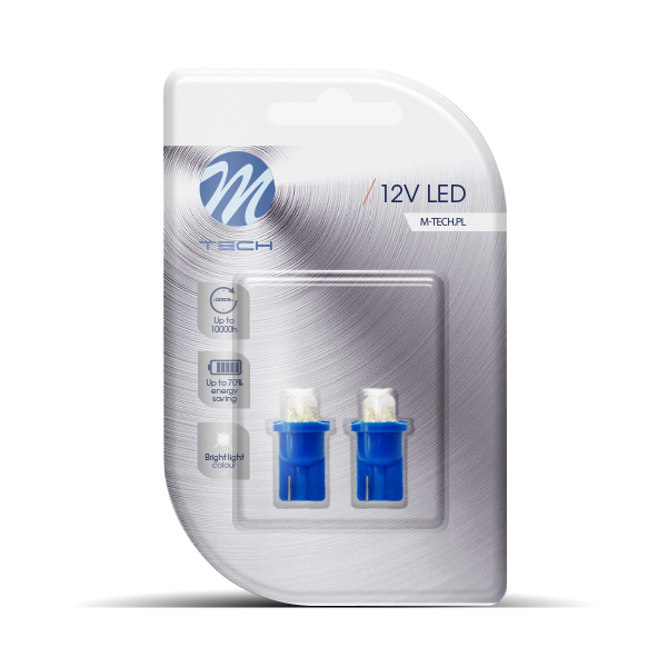 M-tech L012 T10  12V 4x 3mm blauwte LED