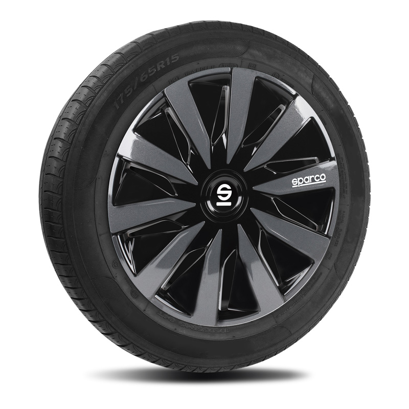 4-Delige Sparco Wieldoppenset Lazio 16-inch zwart/grijs