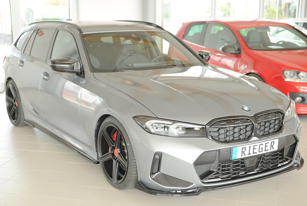 Voorspoiler BMW 3 Serie M Pakket G20 G21 FL Rieger Glans Zwart