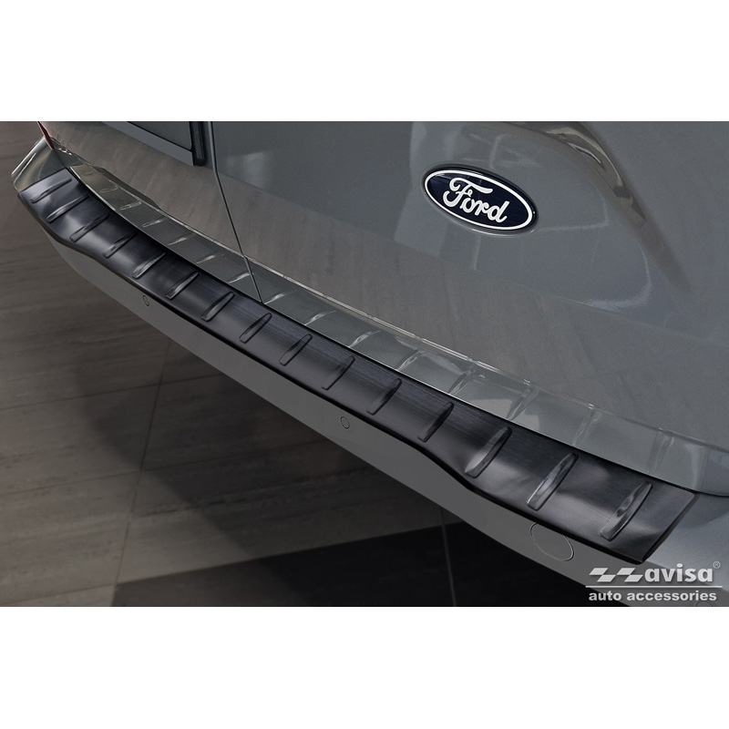 Zwart RVS Achterbumperprotector  Ford Transit Custom & Tourneo Custom (V710) 2023- / Volkswagen Transporter T7 2024- 'Ribs'
