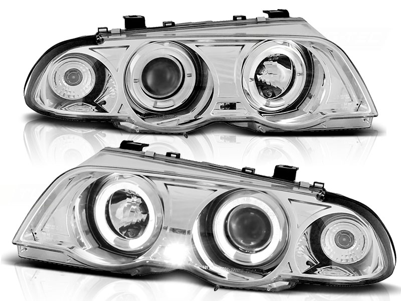 Faros BMW E46 sedan 98-01 Angel Eyes cromo