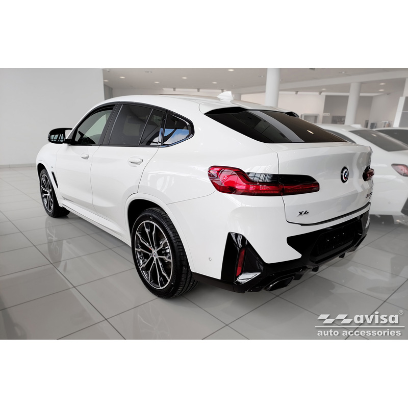 Zwart RVS Achterbumperprotector  BMW X4 G02 FL 2021- met M-Pakket 'Ribs'