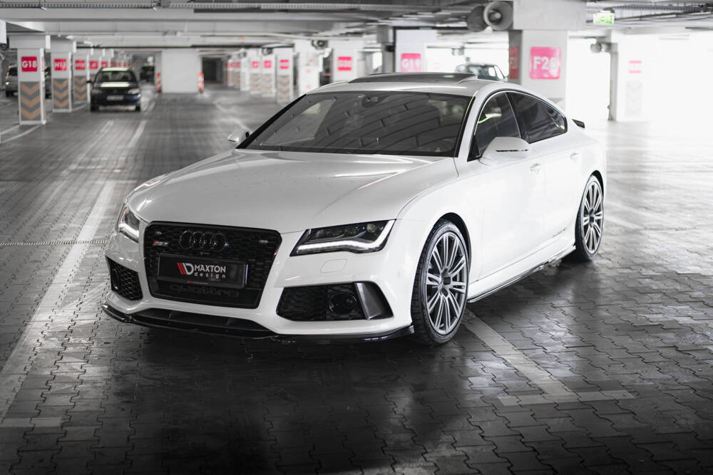Voorspoiler V.4 Audi RS7 C7 FL Maxton Glans Zwart
