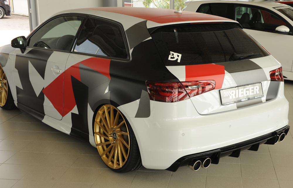 Diffuser Audi S3 & A3 S-Line Sportback 8V 12-16 Rieger Glans Zwart
