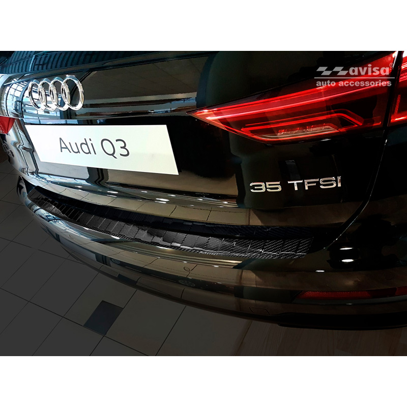 Echt 3D Carbon Achterbumperprotector  Audi Q3 II 2019- incl. S-Line 'Ribs'