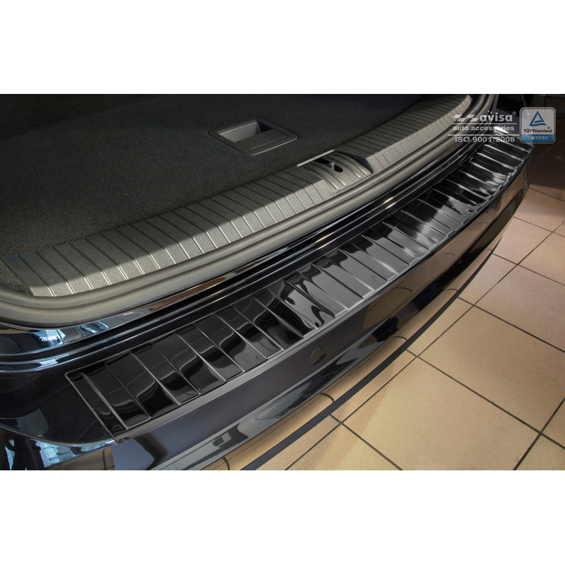 Zwart-Chroom RVS Achterbumperprotector  Volkswagen Touran III 2015- incl. R-Line 'Ribs'